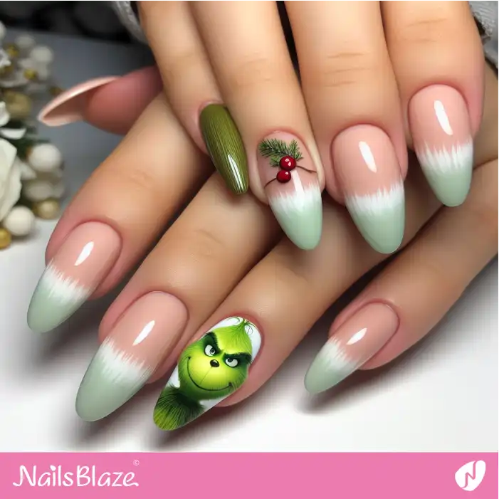 Double French Nails with Grinch Design | Cartoon Nails - NB2016